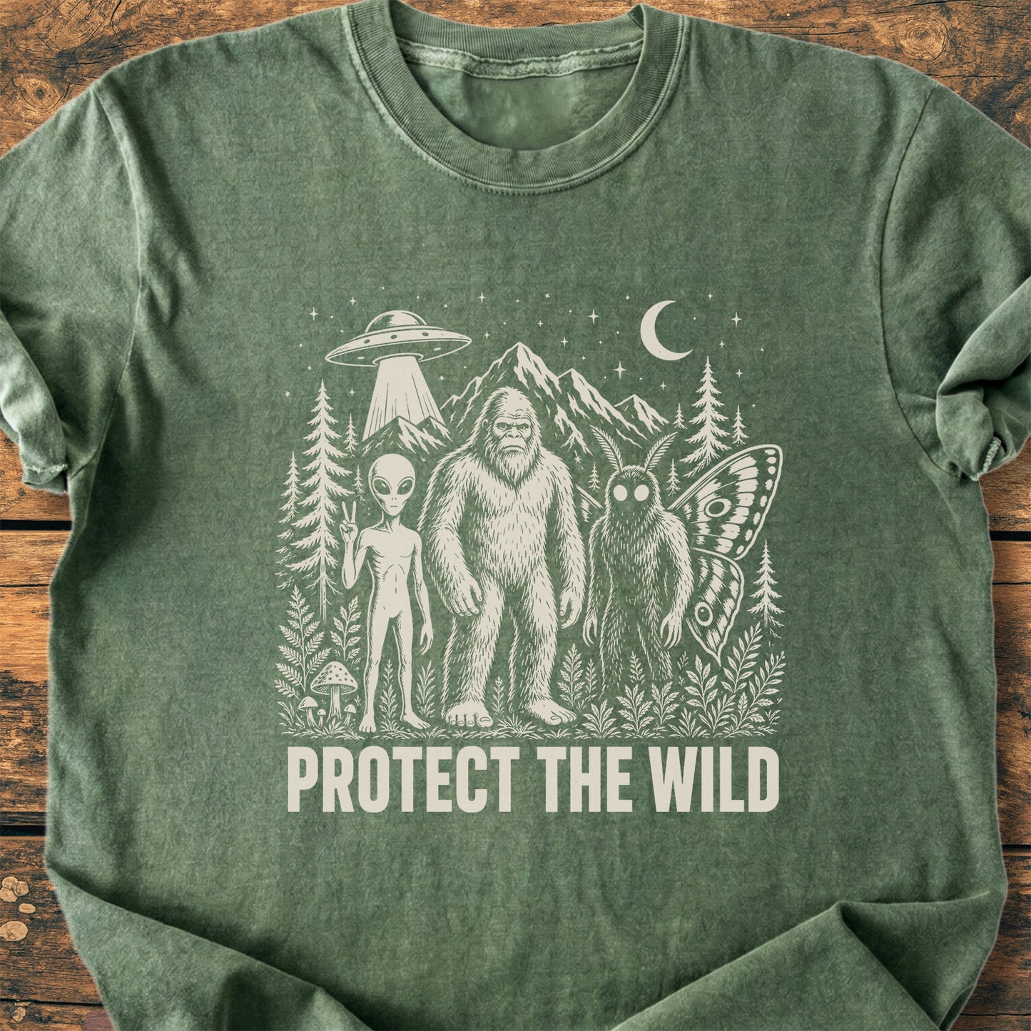 Protect The Wild, Bigfoot, Mothman, Alien - Premium Vintage Tee