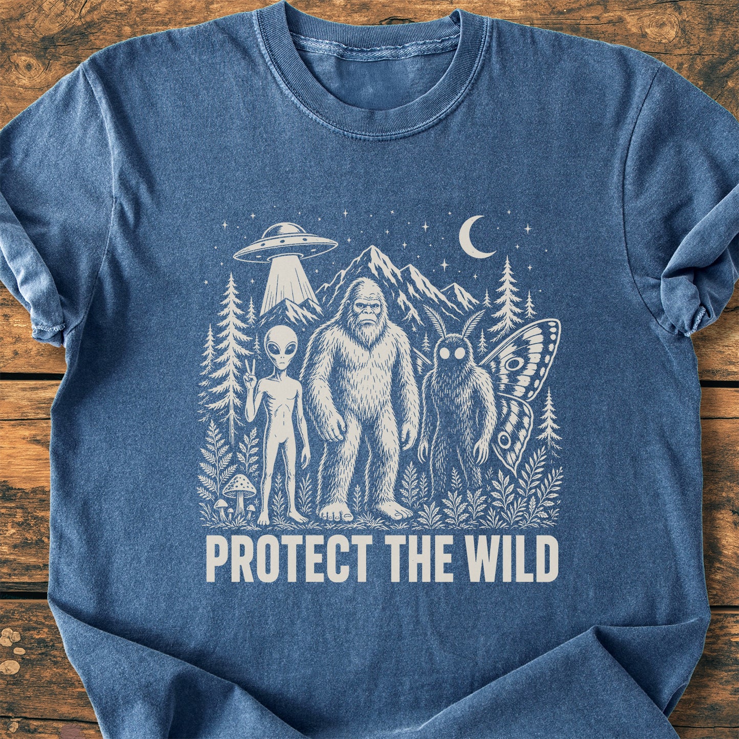 Protect The Wild, Bigfoot, Mothman, Alien - Premium Vintage Tee