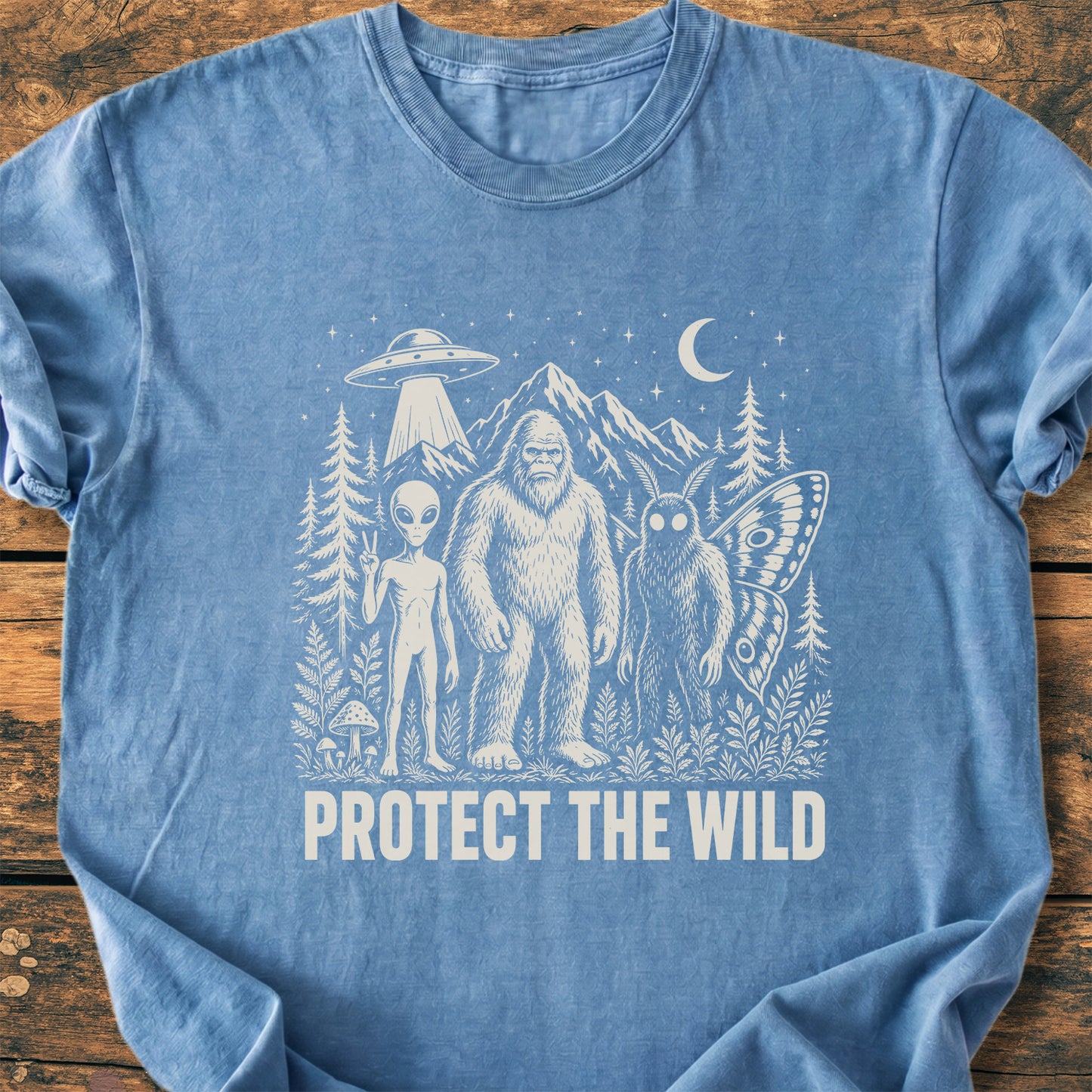 Protect The Wild, Bigfoot, Mothman, Alien - Premium Vintage Tee