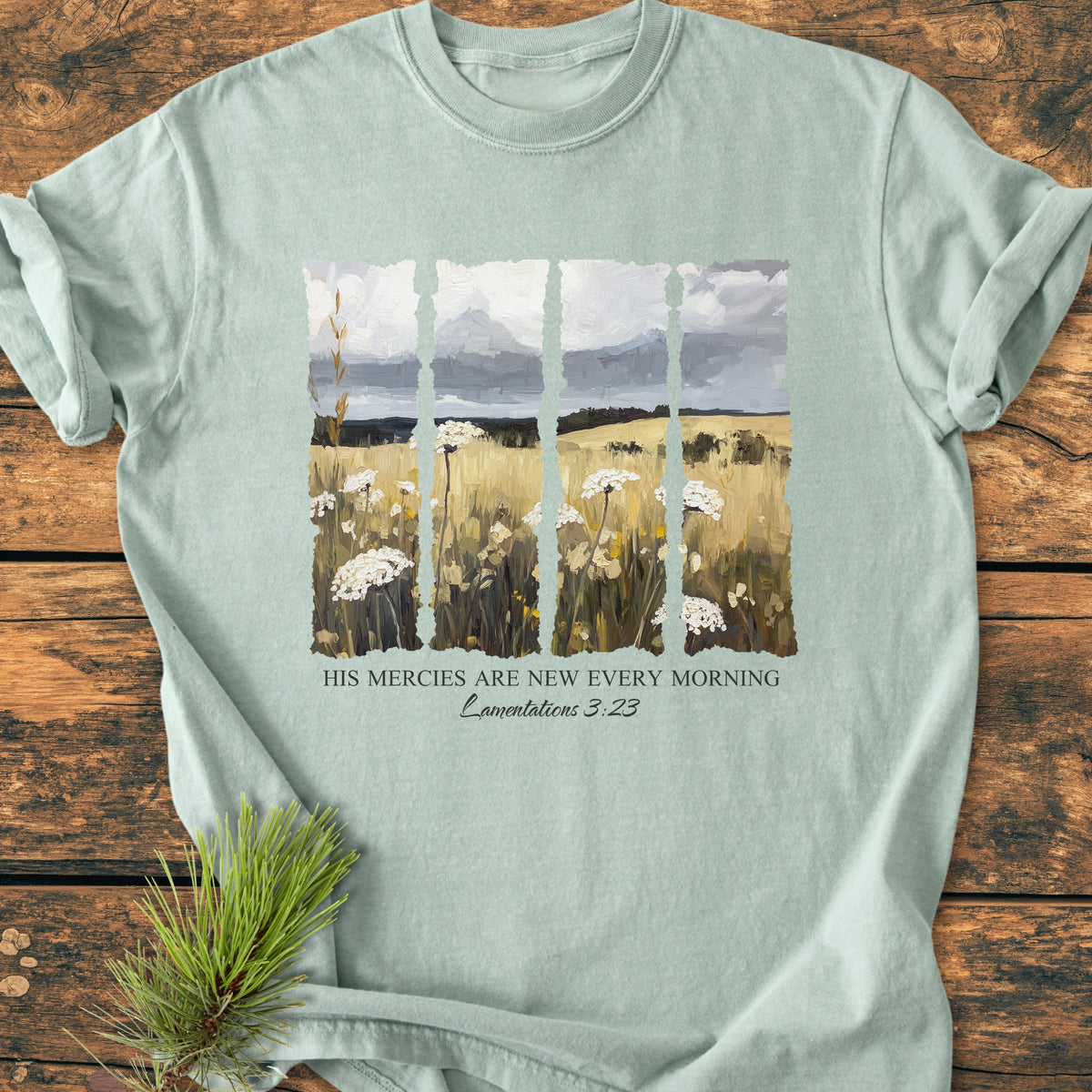 His Mercies Are New Every Morning, Lamentations 3:23  - Premium Vintage Tee