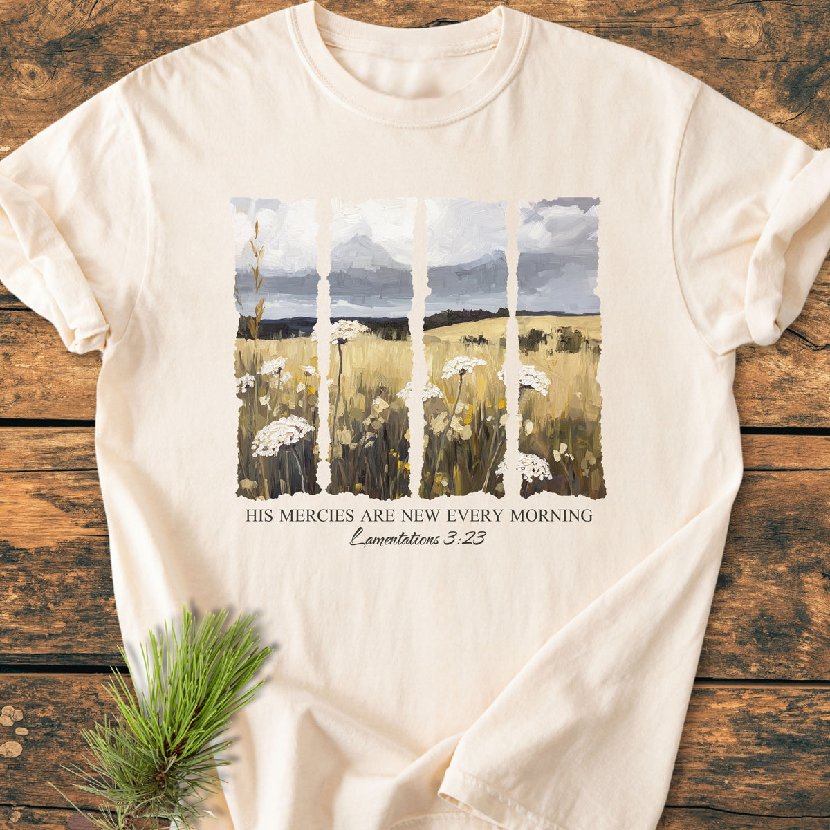 His Mercies Are New Every Morning, Lamentations 3:23  - Premium Vintage Tee