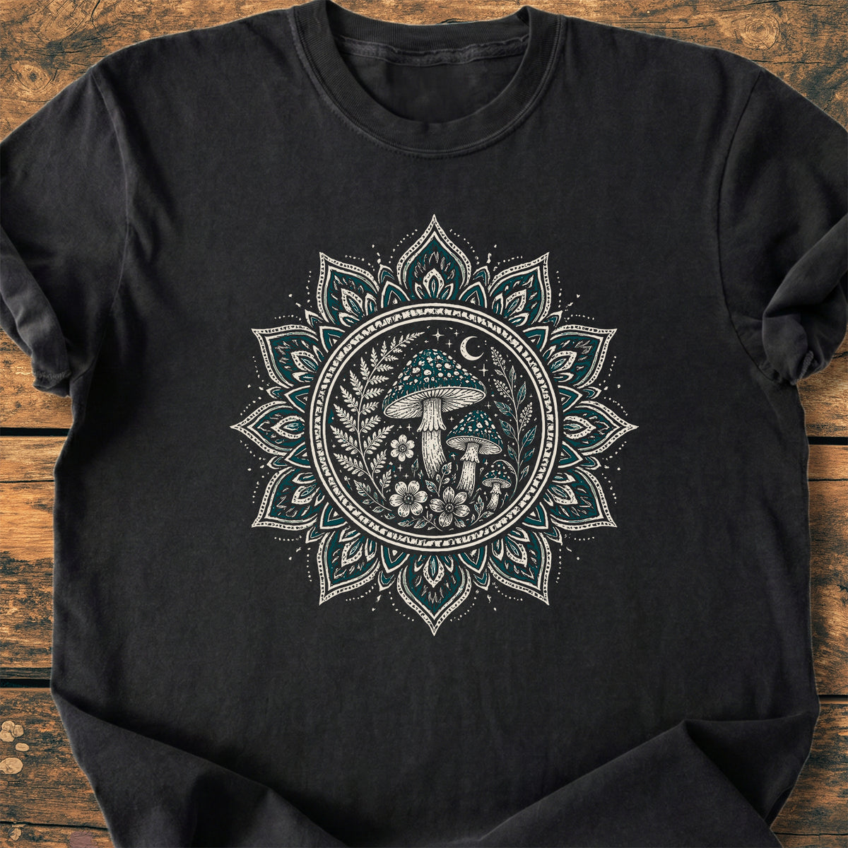 Night Mushroom Mandala  - Premium Vintage Tee