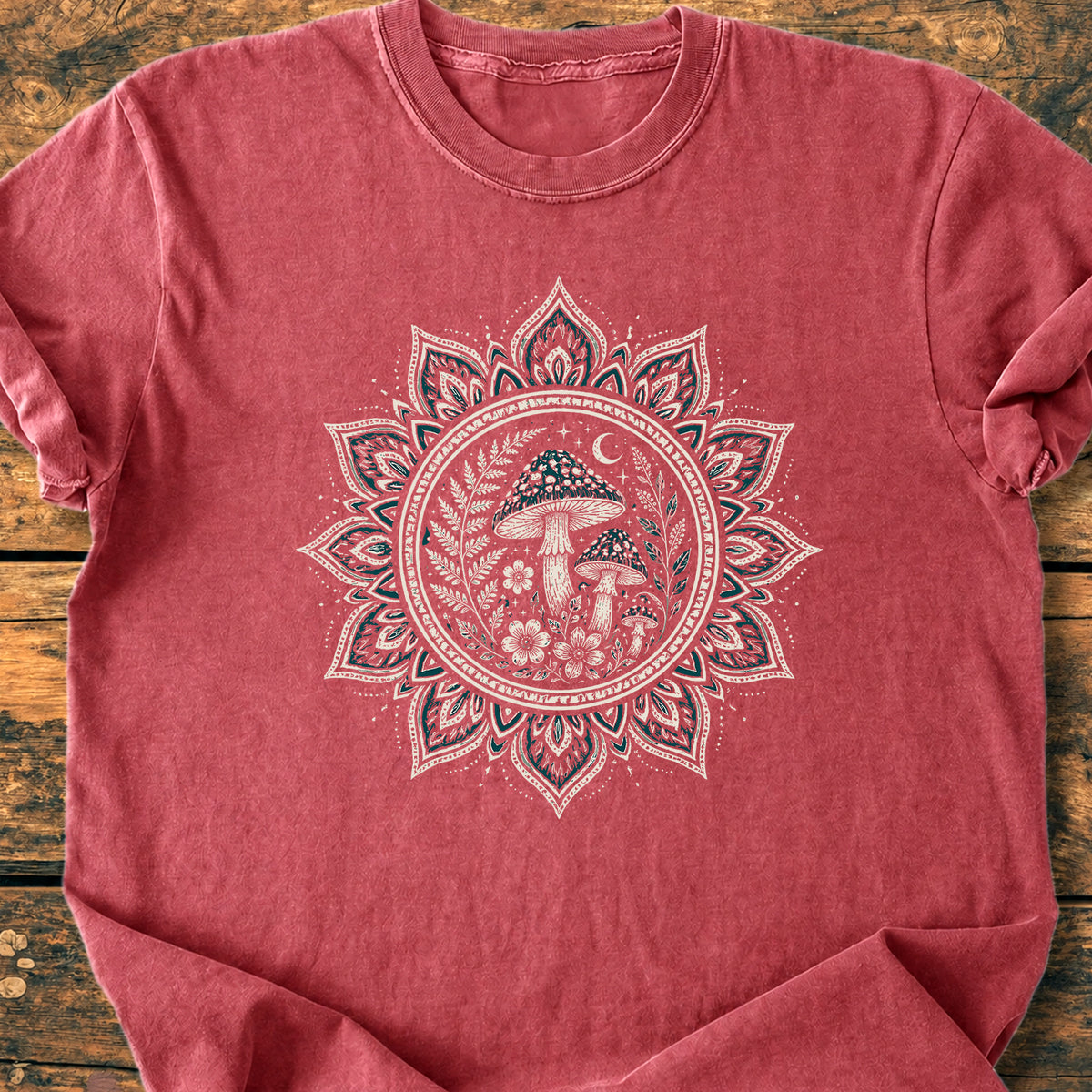 Night Mushroom Mandala  - Premium Vintage Tee