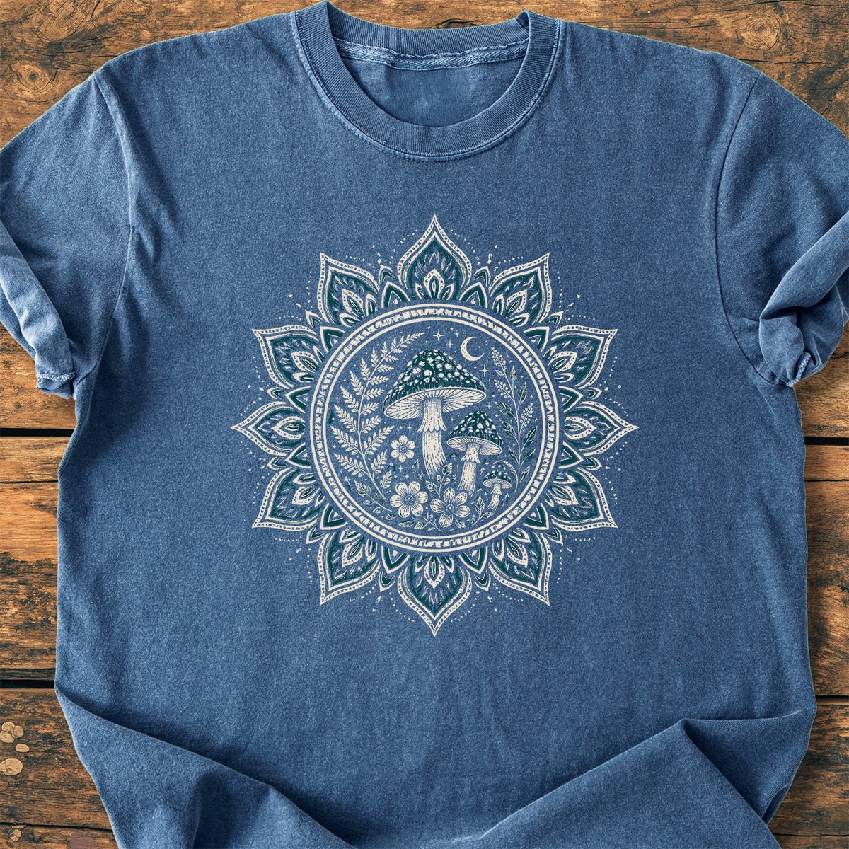 Night Mushroom Mandala  - Premium Vintage Tee