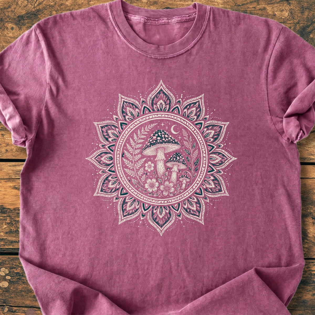 Night Mushroom Mandala  - Premium Vintage Tee
