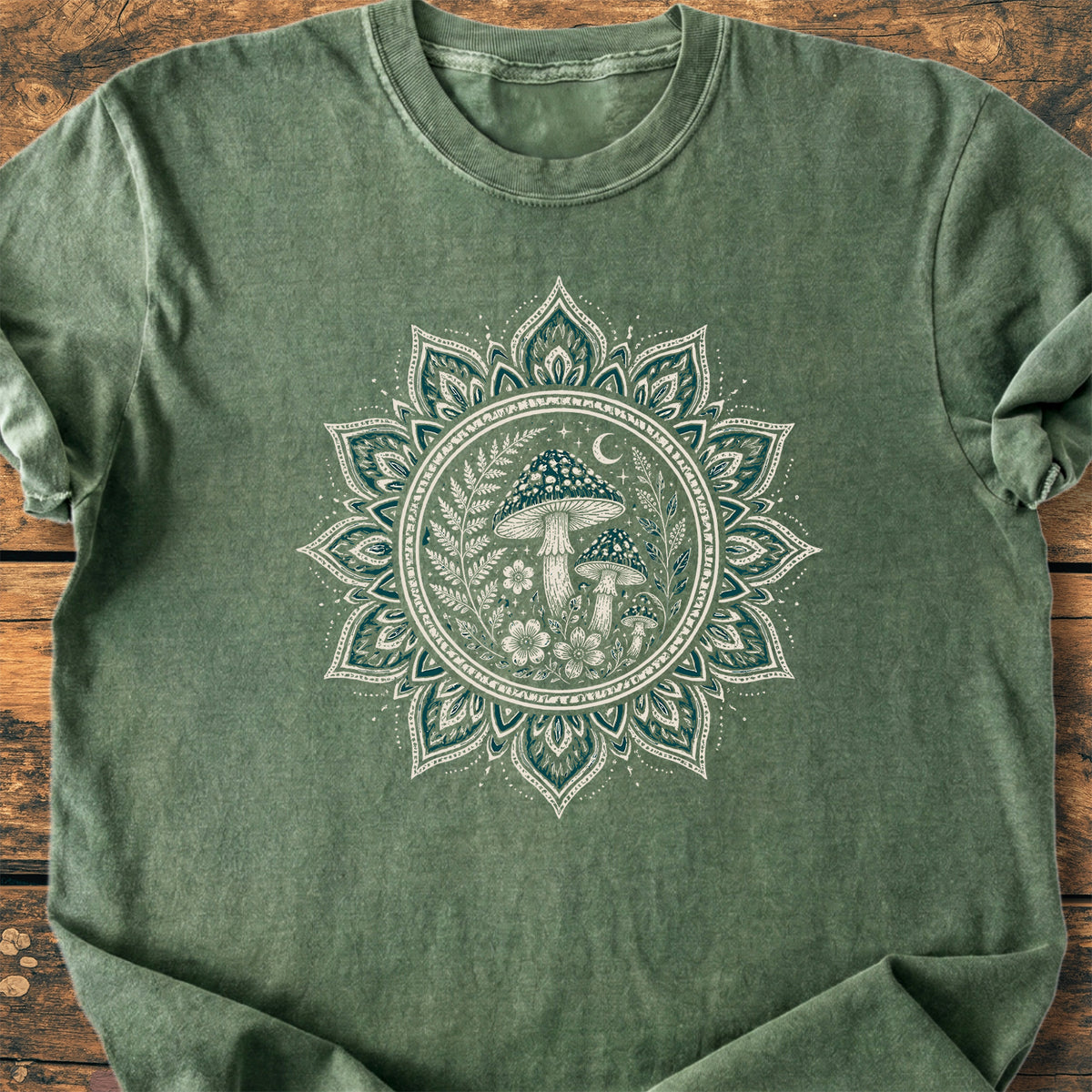 Night Mushroom Mandala  - Premium Vintage Tee