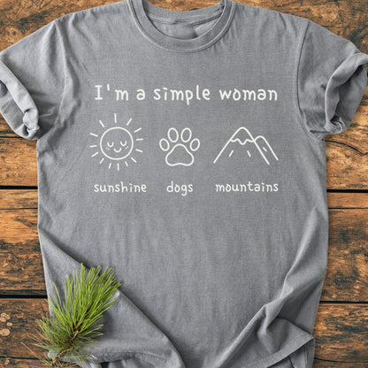 I'm A Simple Woman - Sunshine, Dogs, Mountains - Premium Vintage Tee
