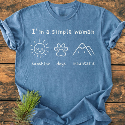 I'm A Simple Woman - Sunshine, Dogs, Mountains - Premium Vintage Tee