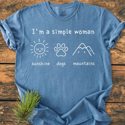 I'm A Simple Woman - Sunshine, Dogs, Mountains - Premium Vintage Tee