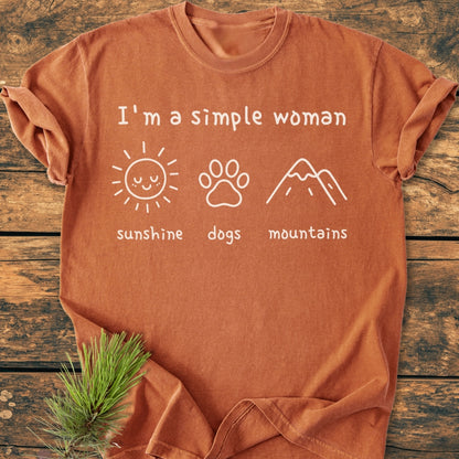 I'm A Simple Woman - Sunshine, Dogs, Mountains - Premium Vintage Tee