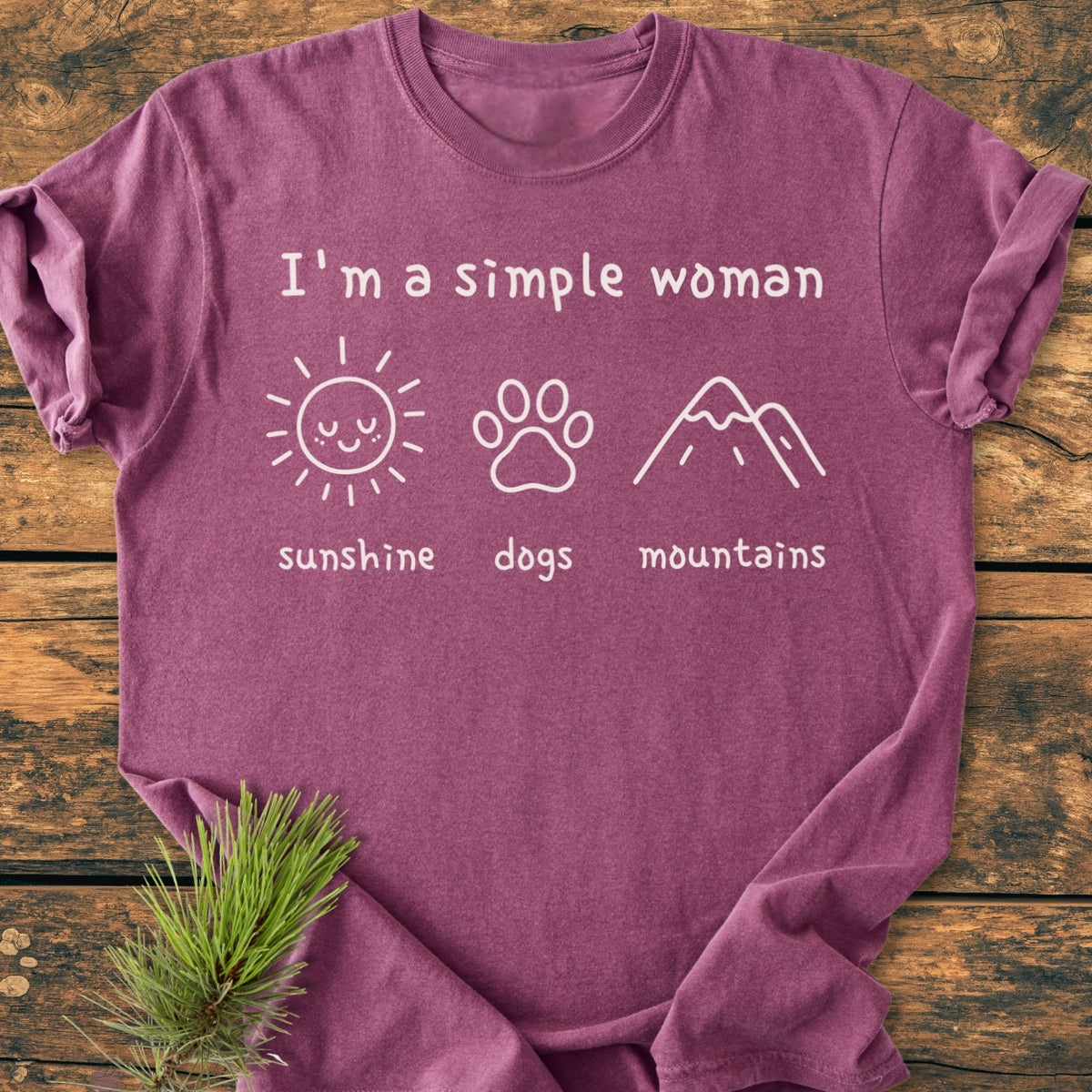I'm A Simple Woman - Sunshine, Dogs, Mountains - Premium Vintage Tee
