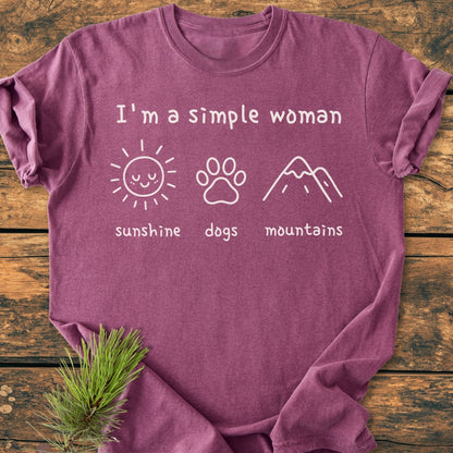 I'm A Simple Woman - Sunshine, Dogs, Mountains - Premium Vintage Tee
