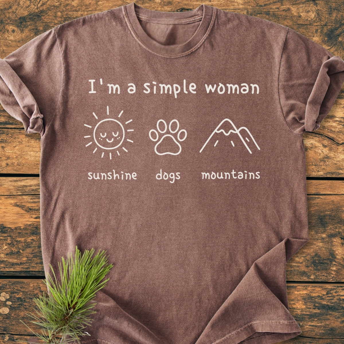 I'm A Simple Woman - Sunshine, Dogs, Mountains - Premium Vintage Tee