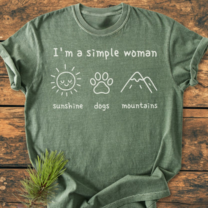 I'm A Simple Woman - Sunshine, Dogs, Mountains - Premium Vintage Tee