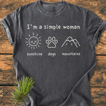 I'm A Simple Woman - Sunshine, Dogs, Mountains - Premium Vintage Tee