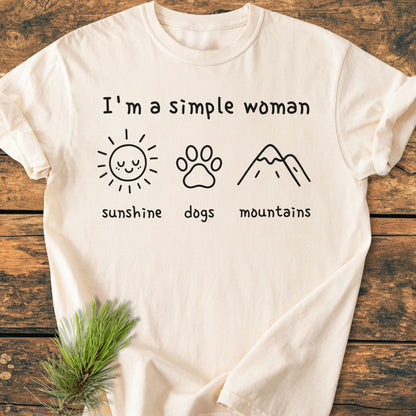 I'm A Simple Woman - Sunshine, Dogs, Mountains - Premium Vintage Tee