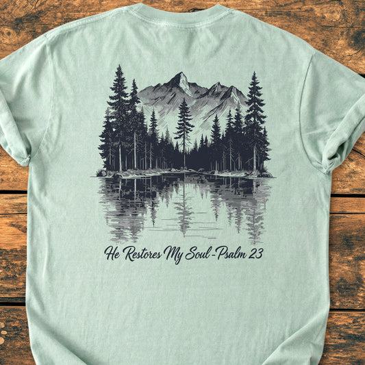 He Restores My Soul BACK PRINT - Premium Vintage Tee