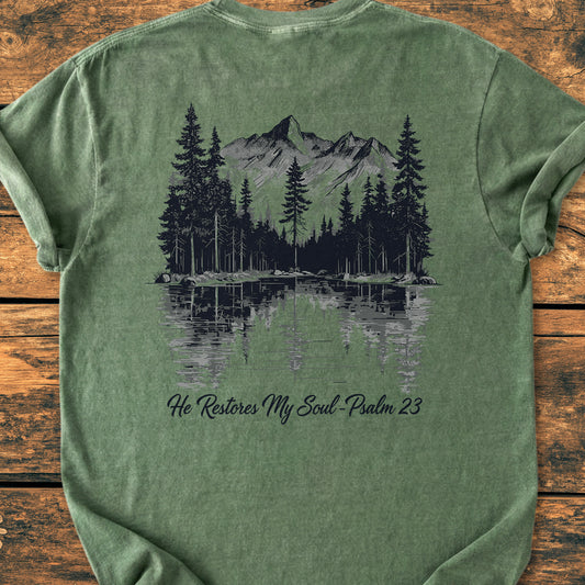He Restores My Soul BACK PRINT - Premium Vintage Tee