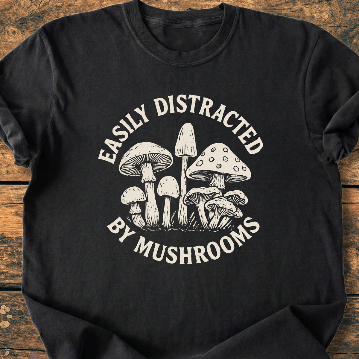 Easily Distracted By Mushrooms - Premium Vintage Tee