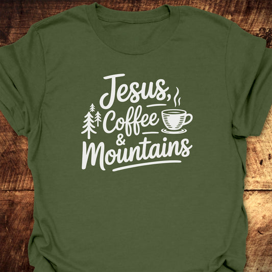 Jesus, Coffee, Mountains T-Shirt