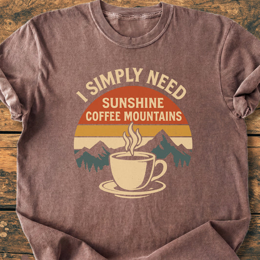 Retro Sunrise Coffee & Mountains - Premium Vintage Tee