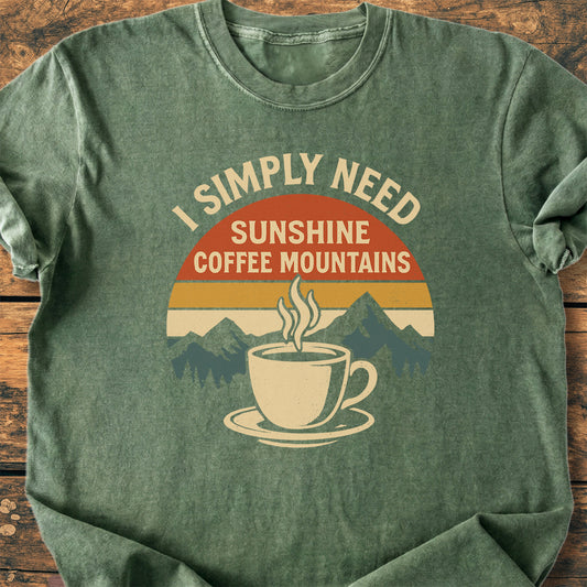Retro Sunrise Coffee & Mountains - Premium Vintage Tee