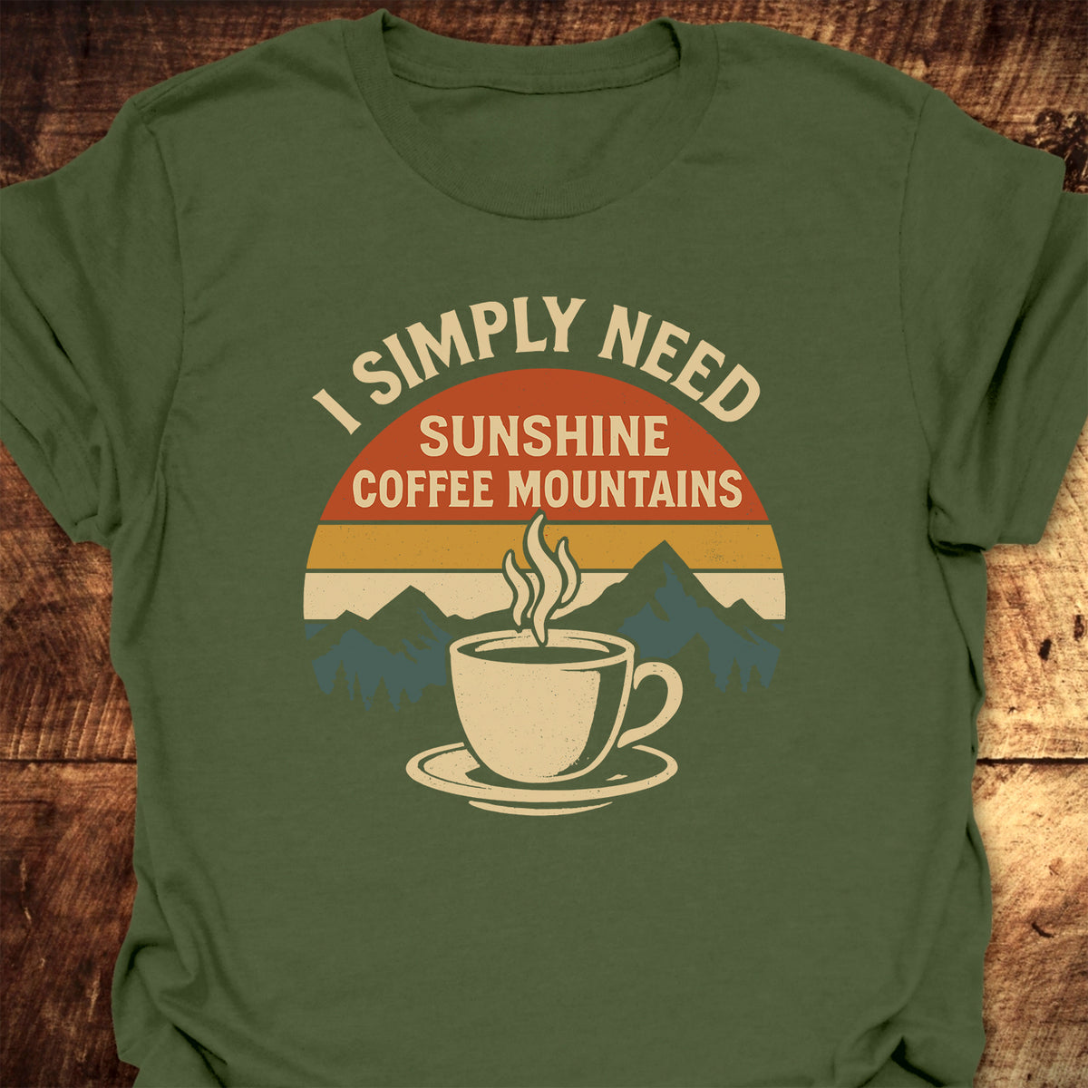 Retro Sunrise Coffee & Mountains T-Shirt