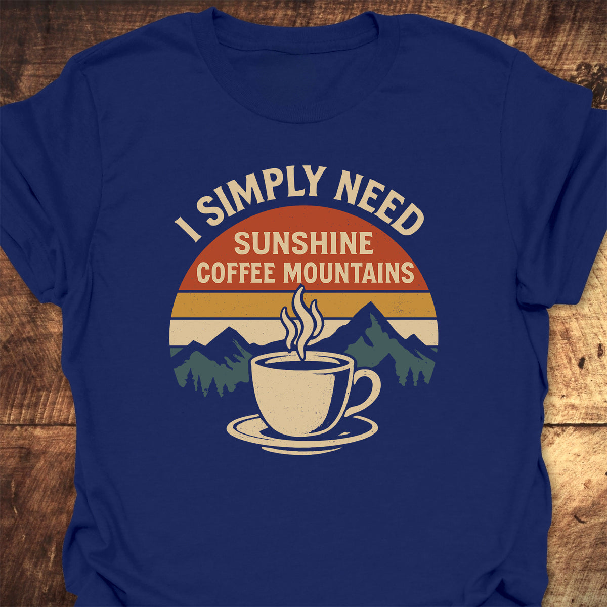 Retro Sunrise Coffee & Mountains T-Shirt