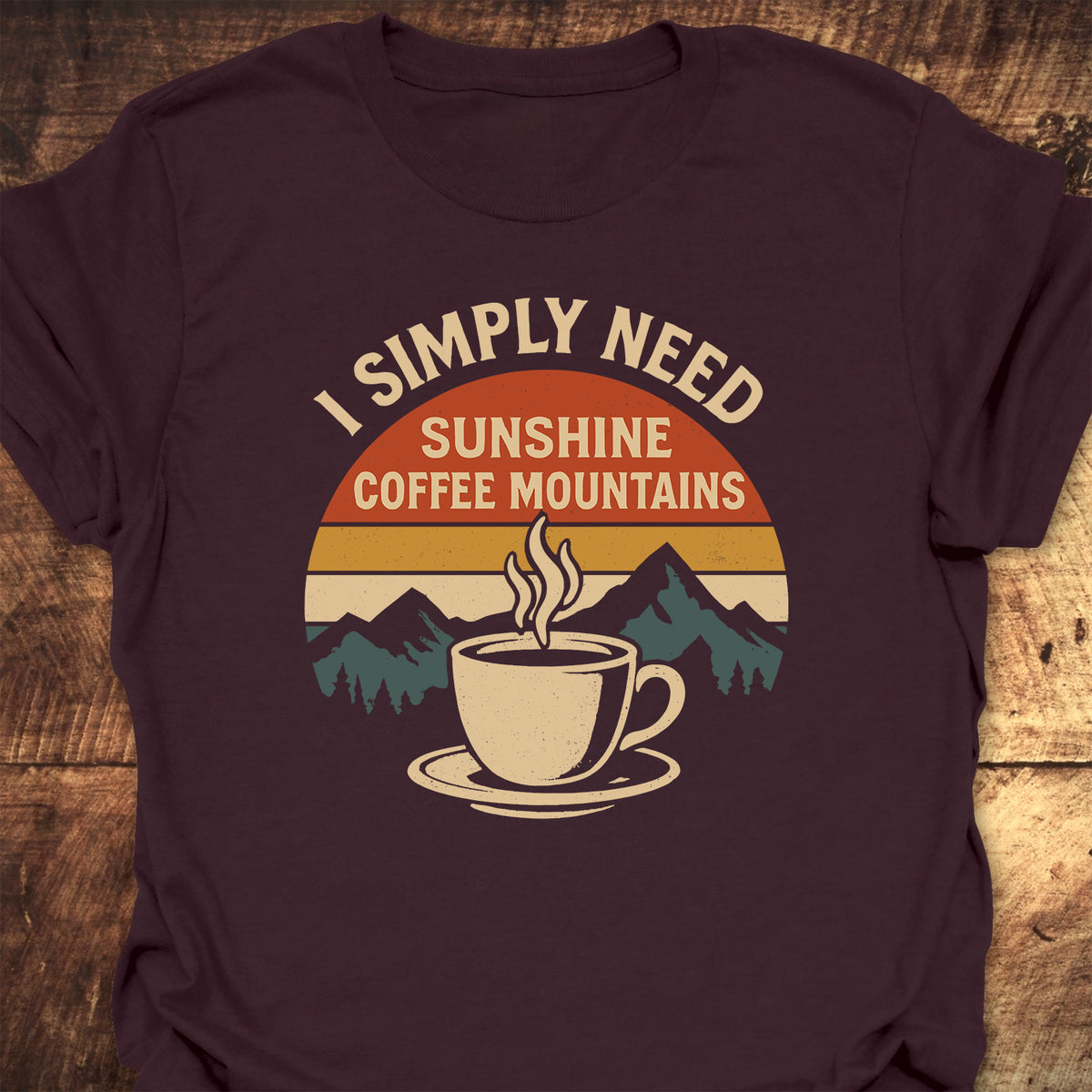 Retro Sunrise Coffee & Mountains T-Shirt