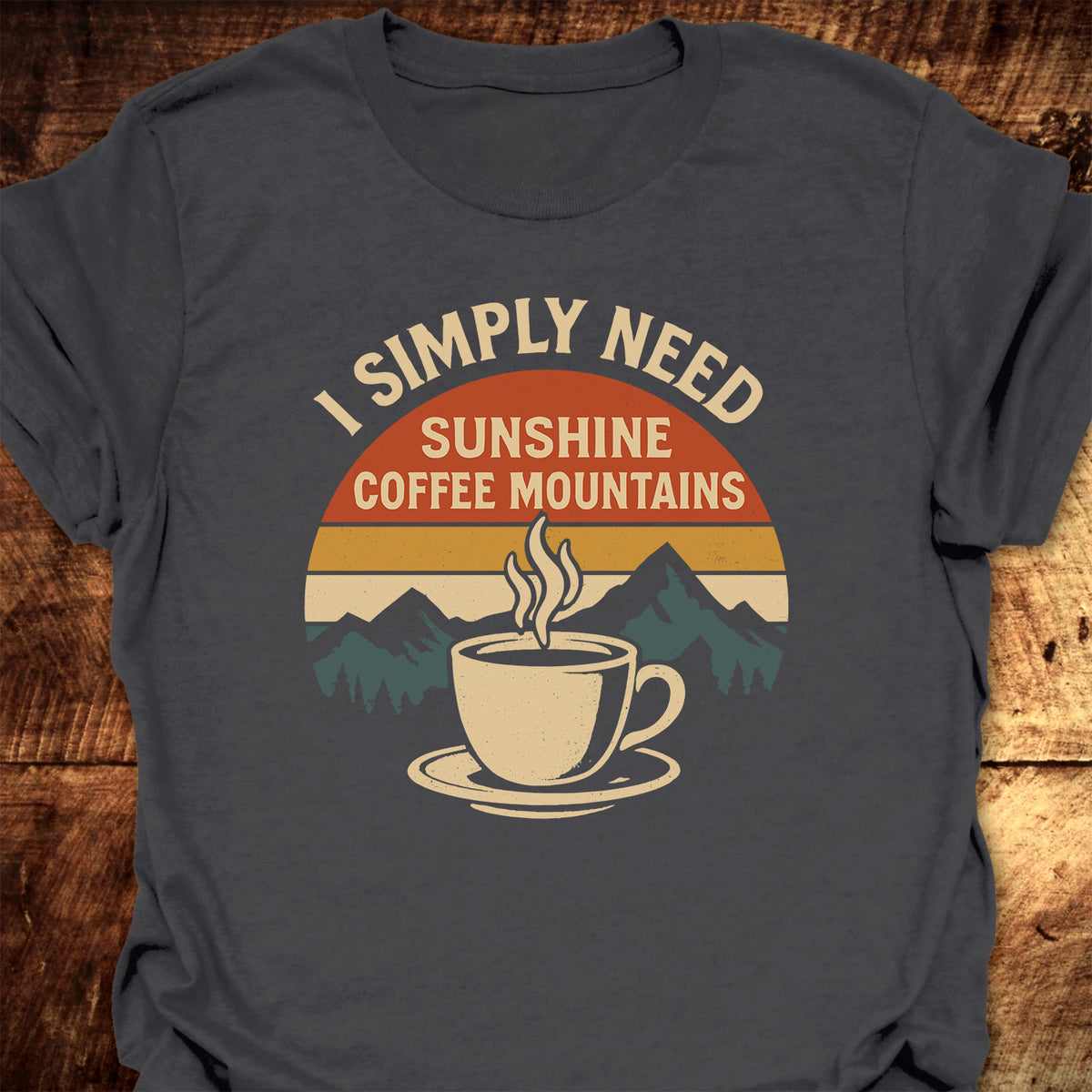 Retro Sunrise Coffee & Mountains T-Shirt