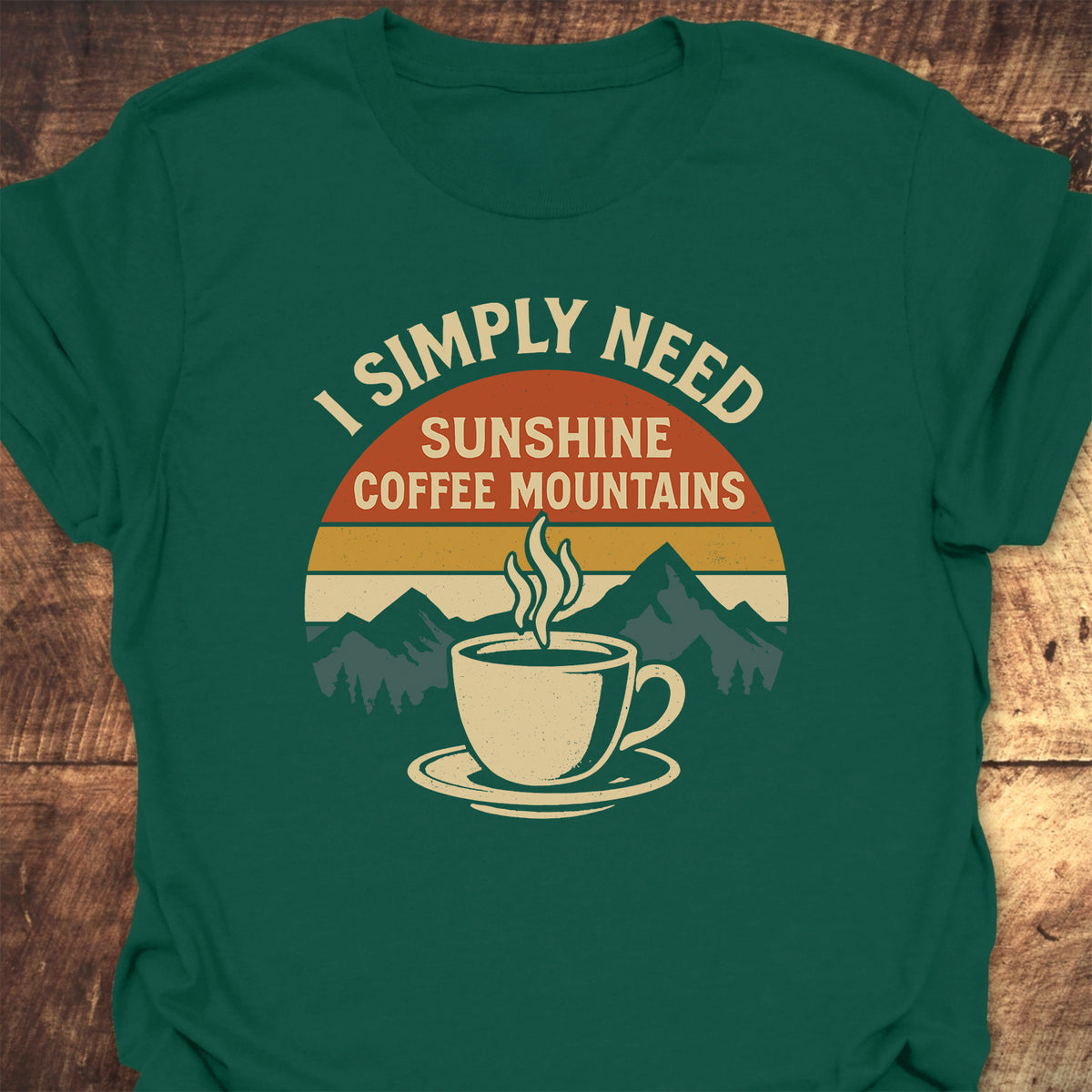Retro Sunrise Coffee & Mountains T-Shirt