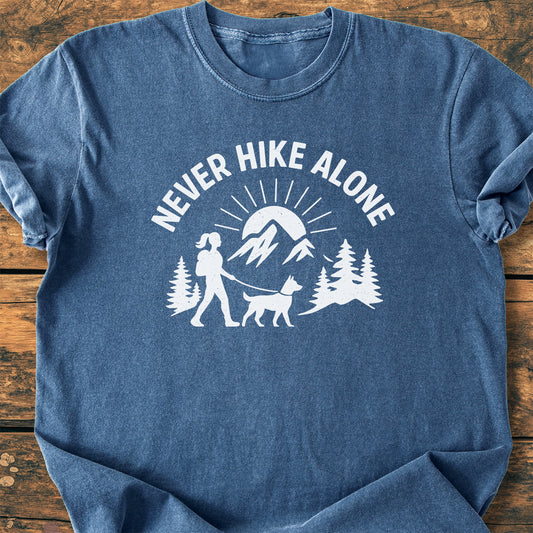 Never Hike Alone Dog Mom - Premium Vintage Tee