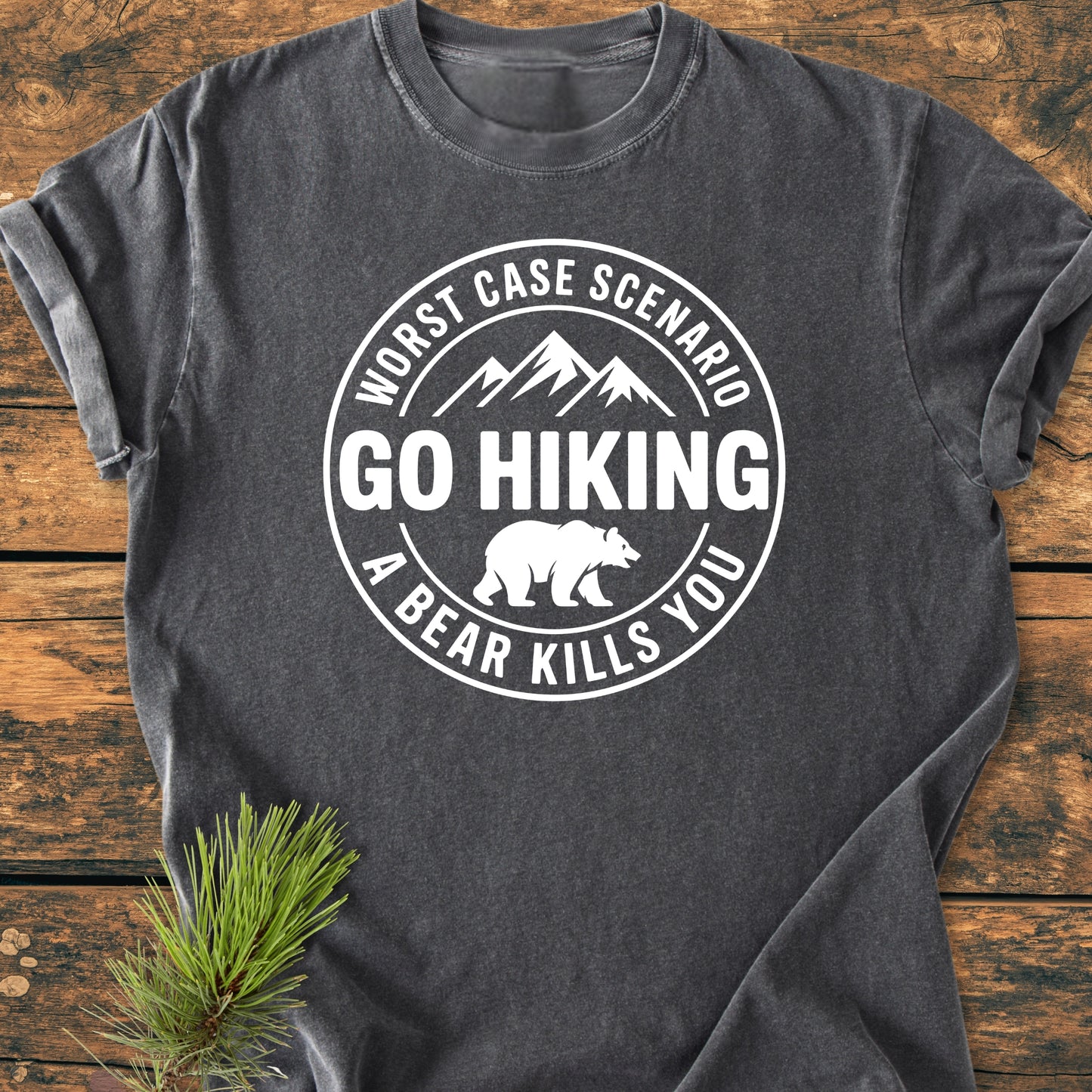 Go Hiking Worst Case Scenario Bear - Vintage Wash Tee